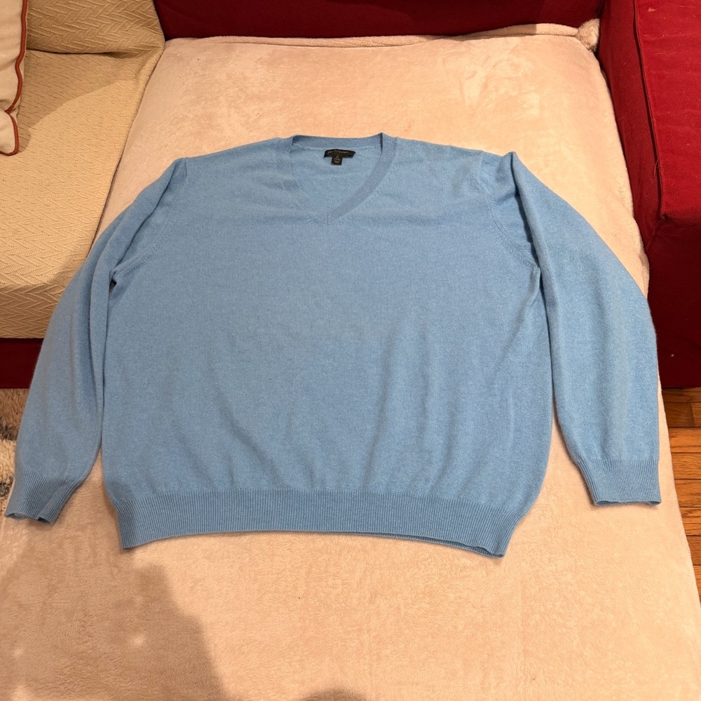 John W. Nordstrom Light Blue V-Neck Sweater